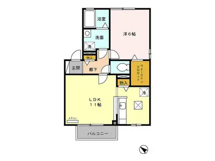 メゾン・ボヌールB(1LDK/1階)の間取り写真