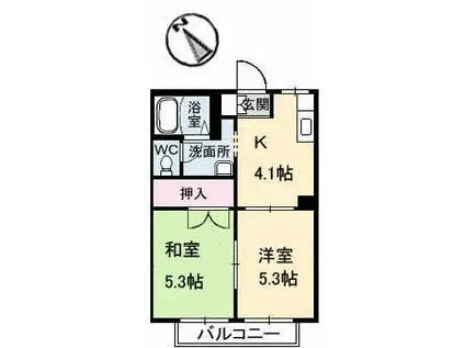 キャピトル桃山(2K/2階)の間取り写真