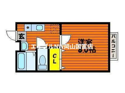 コーポ・ロマンス(1K/2階)の間取り写真