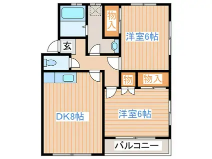 第3グランドールミウラM(2DK/2階)の間取り写真