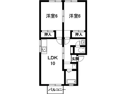 スリーゼ 花田 A棟(2LDK/1階)の間取り写真
