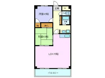 ベルシャイン竹原(2LDK/2階)の間取り写真