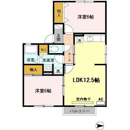 コーポビューラーII(2LDK/1階)の間取り写真