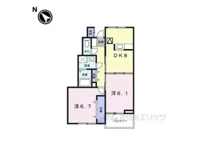 アルベール ヴィラⅠ(2DK/1階)の間取り写真