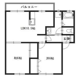 カサデモリ(2LDK/1階)の間取り写真