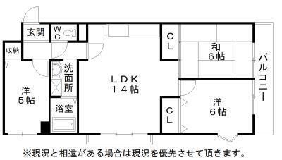 城南マンションII(3LDK/2階)の間取り写真