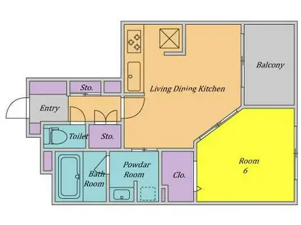 エスティメゾン上町台(1LDK/5階)の間取り写真