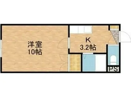 アルテピアッツァII(1K/4階)の間取り写真