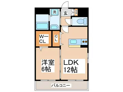 サンサンフラワー菊陽(1LDK/1階)の間取り写真
