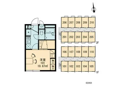 レオパレスアニーズ(1K/1階)の間取り写真