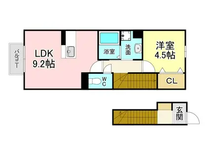 メゾンド・グロウ25(1LDK/2階)の間取り写真