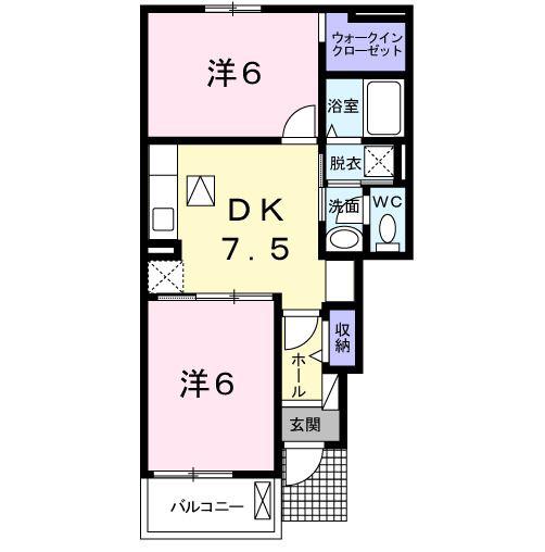 インペリアルII(2DK/1階)の間取り写真