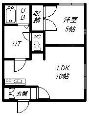 ファイブウエスト(1LDK/1階)の間取り写真