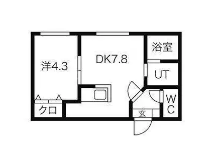 ライフステージ平岸南(1DK/3階)の間取り写真