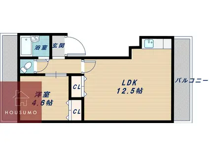 眞鍋マンション(1LDK/3階)の間取り写真