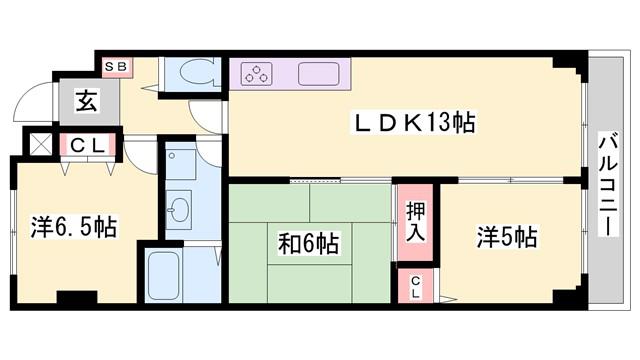 ブルー・エス(3LDK/3階)の間取り写真
