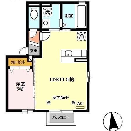 リアトリス(1LDK/2階)の間取り写真