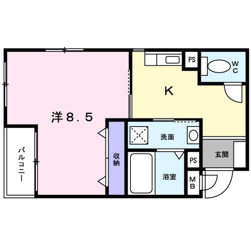 ブリックメゾン金剛(1K/2階)の間取り写真