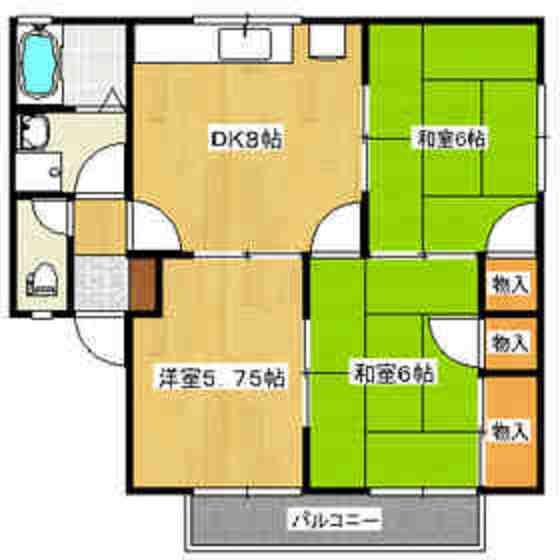 イーストフィールド壱番館(3DK/1階)の間取り写真