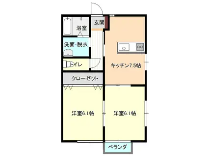 ブルーコート(2DK/2階)の間取り写真
