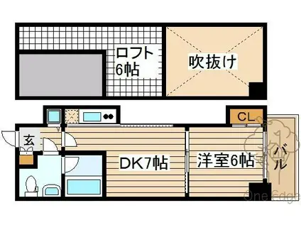 ティーズスクエア天神橋(1DK/7階)の間取り写真