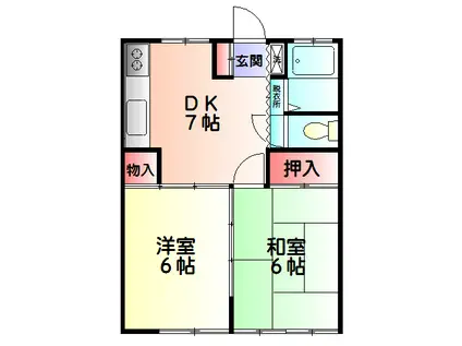 コーポ成美(2DK/1階)の間取り写真
