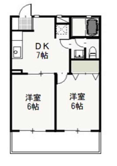 エトワール平野(2DK/1階)の間取り写真