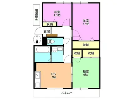 ガーデンテラス田中(3DK/1階)の間取り写真