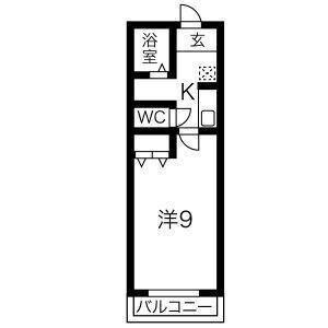 ゴルフランド(1K/3階)の間取り写真