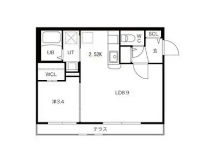 LA CASA DEL SOLE(1LDK/1階)の間取り写真