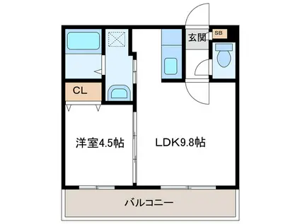 SAQRAS サクラス(1LDK/3階)の間取り写真