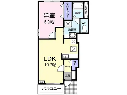 グレイス フォーリスト(1LDK/1階)の間取り写真