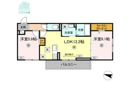 ライク・ア・パラソル(2LDK/3階)の間取り写真