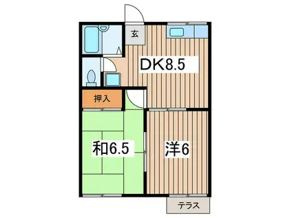 ハイツ中里(2DK/1階)の間取り写真