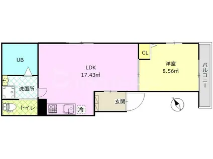 カサーラ長崎(1LDK/2階)の間取り写真
