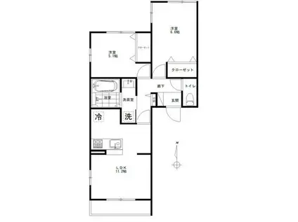 イーストピークヴィオレ(2LDK/2階)の間取り写真