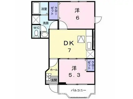 メゾンリジェールA(2DK/1階)の間取り写真