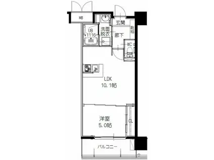 ヒルクレスト別府駅前グランデ(1LDK/2階)の間取り写真