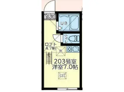 ユナイト新町ファンタジスタ(ワンルーム/2階)の間取り写真