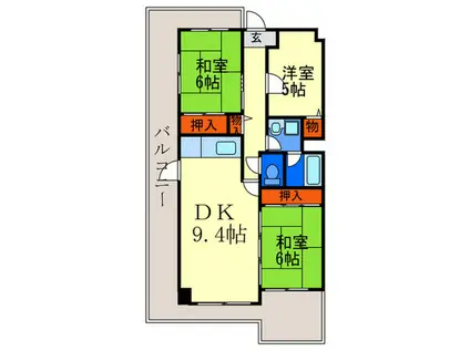 ルネ墨染(3DK/7階)の間取り写真