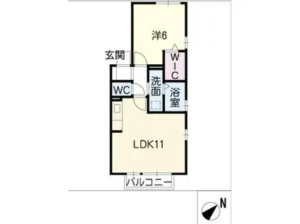 セジュール(1LDK/2階)の間取り写真