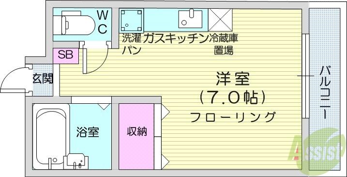 リモーブル旭ヶ丘(ワンルーム/3階)の間取り写真