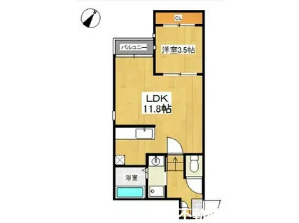 GRANDTICドリームハイツ(1LDK/1階)の間取り写真