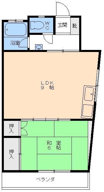 大場ビル(1LDK/2階)の間取り写真