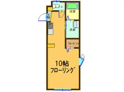 サイレントヒルズ(ワンルーム/1階)の間取り写真