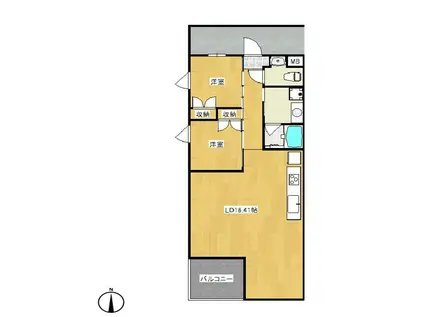CUBO(2LDK/3階)の間取り写真
