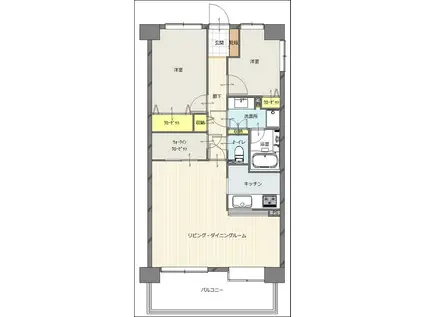 パルコート市川(2LDK/4階)の間取り写真