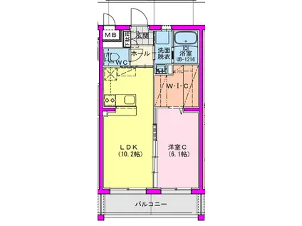 吉村町大町YMマンション(1LDK/2階)の間取り写真