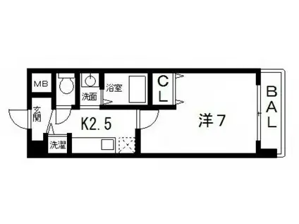 ベルドミール末広五番館(1K/2階)の間取り写真