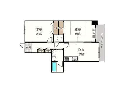 ラフォーレ我孫子筋(2DK/6階)の間取り写真